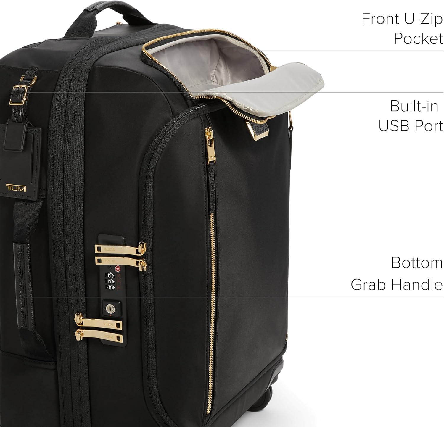 imageTUMI Voyageur Leger 4 Wheeled Luggage Womens Lightweight and Spacious Sleek Silhouette Durable Premium Suitcase 29 Extended Trip Expandable Packing Case Black with Gold HardwareBLACKGOLD