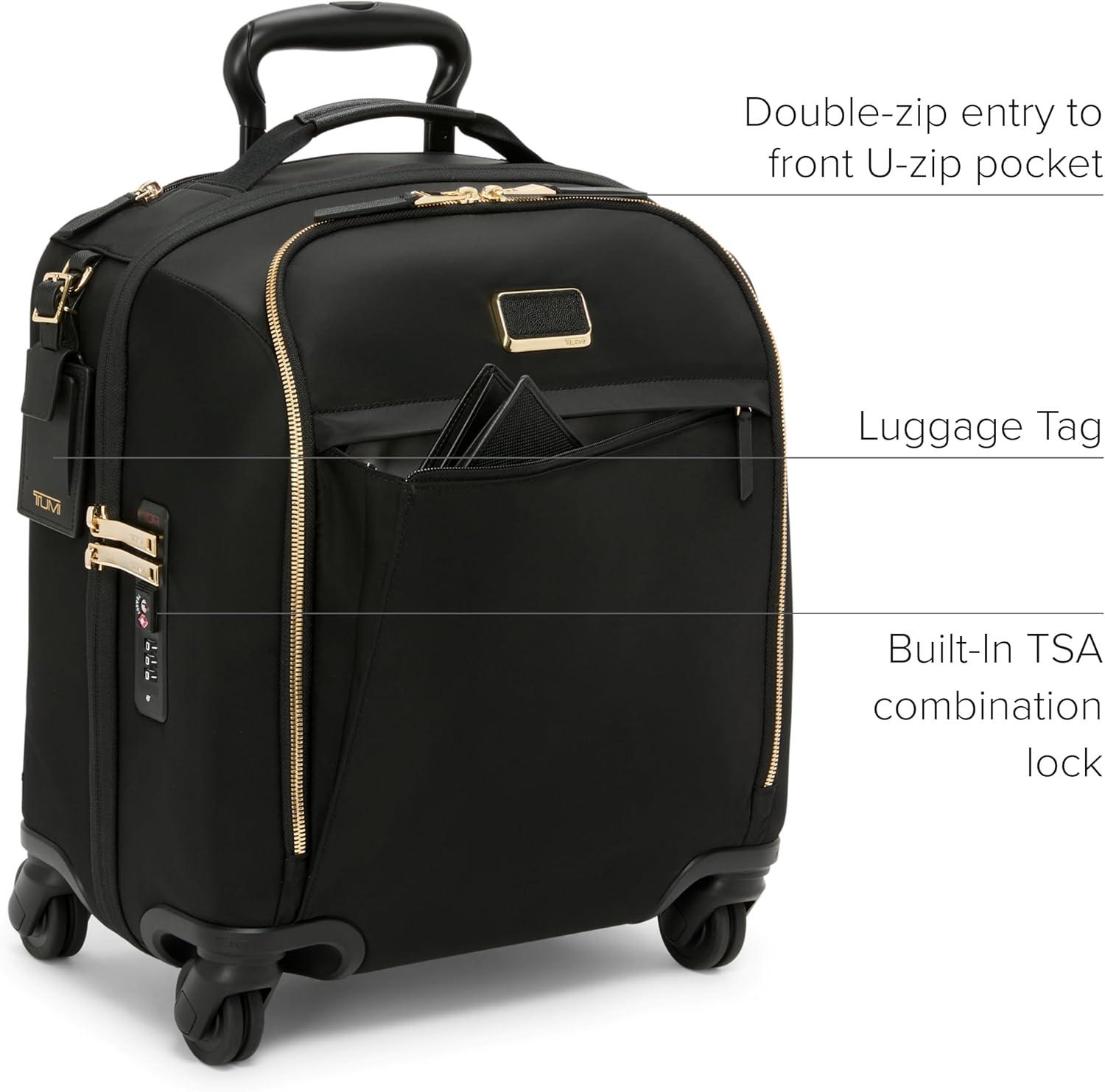 imageTUMI Voyageur Leger 4 Wheeled Luggage Womens Lightweight and Spacious Sleek Silhouette Durable Premium Suitcase 29 Extended Trip Expandable Packing Case Black with Gold HardwareBLACKGOLD