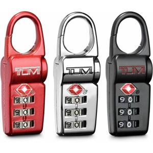 TUMI – TSA Lock Box – Combination Lock for Luggage & Backpack – TSA-Approved Locks – Travel Security Accessories – Set of 3 – Black/Silver/Red(Black)