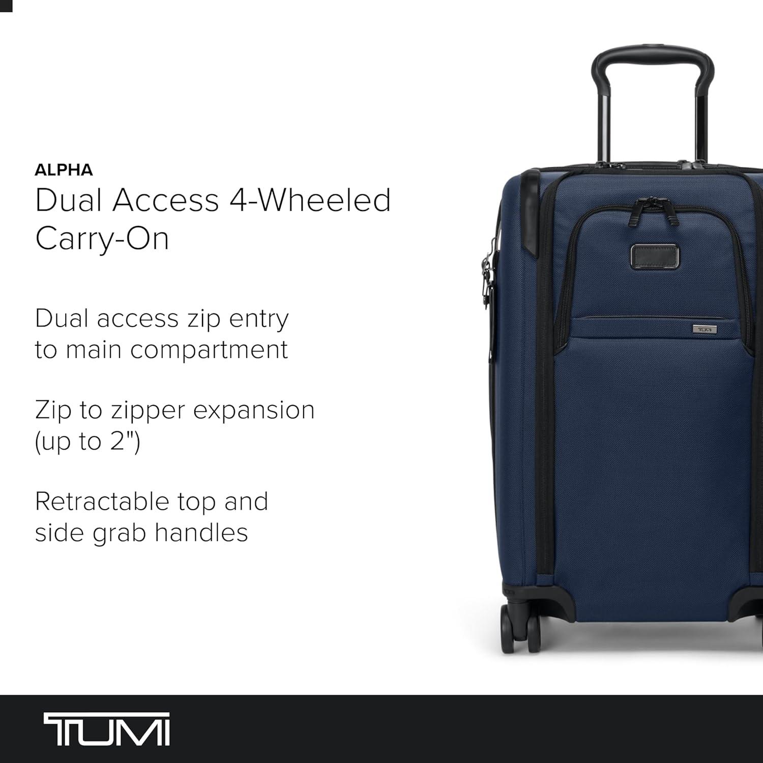 imageTUMI Alpha Dual Access 4Wheeled CarryOn Expandable Durable and Lightweight Luggage Navy