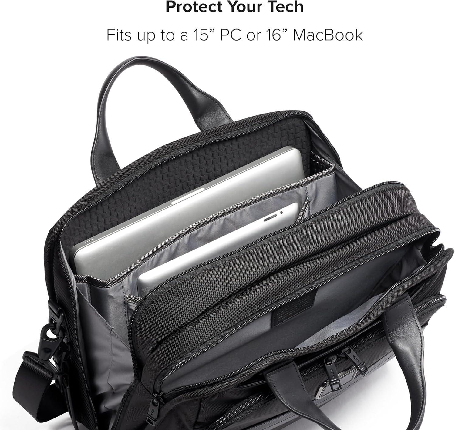imageTUMI Alpha Organizer Brief Laptop Briefcase for Commute or Travel Fits Up to 15 Laptop Removable Shoulder Strap for Commute or Travel Fits Up to 15 Laptop Removable Shoulder StrapBlack