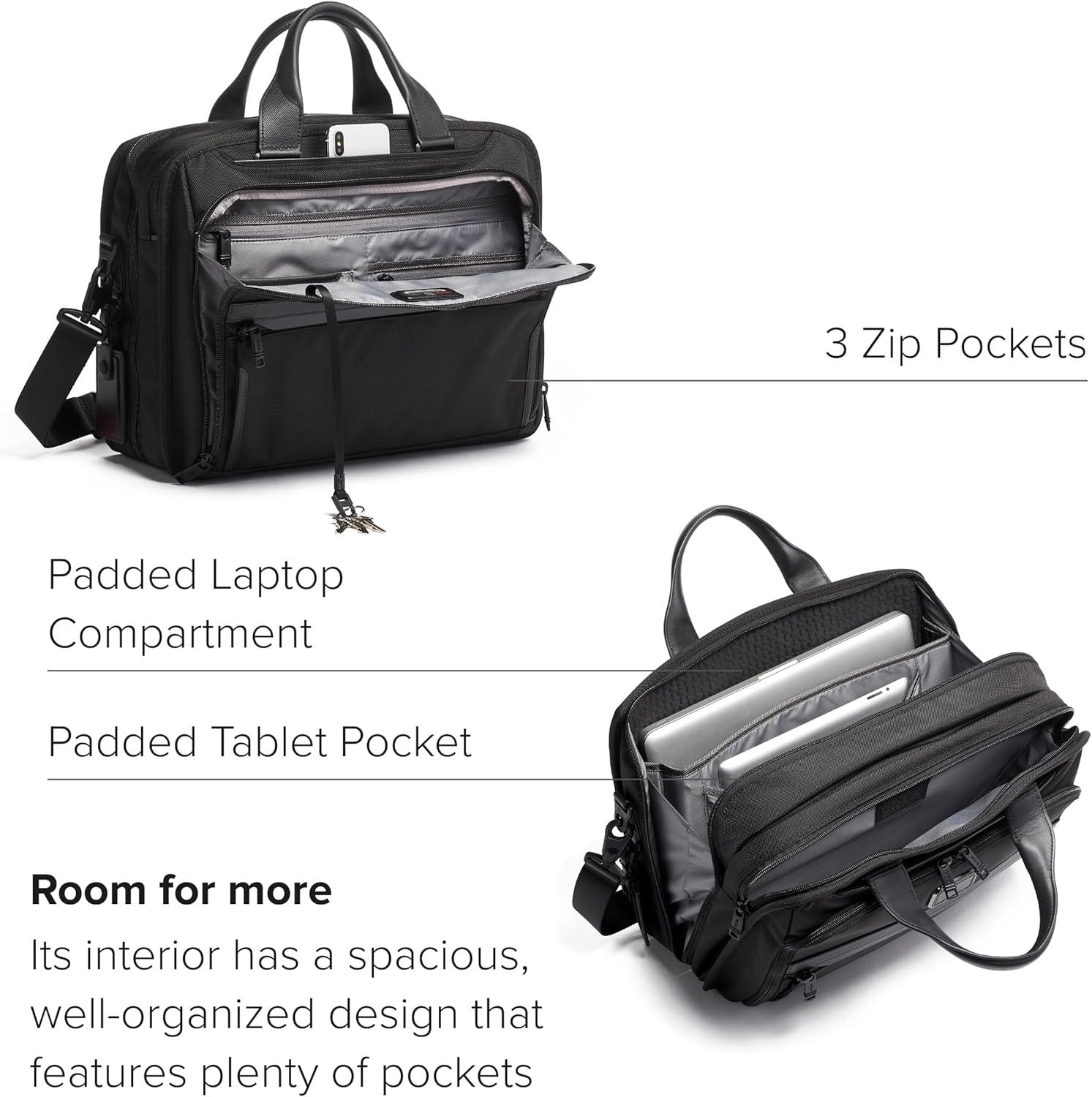imageTUMI Alpha Organizer Brief Laptop Briefcase for Commute or Travel Fits Up to 15 Laptop Removable Shoulder Strap for Commute or Travel Fits Up to 15 Laptop Removable Shoulder StrapBlack