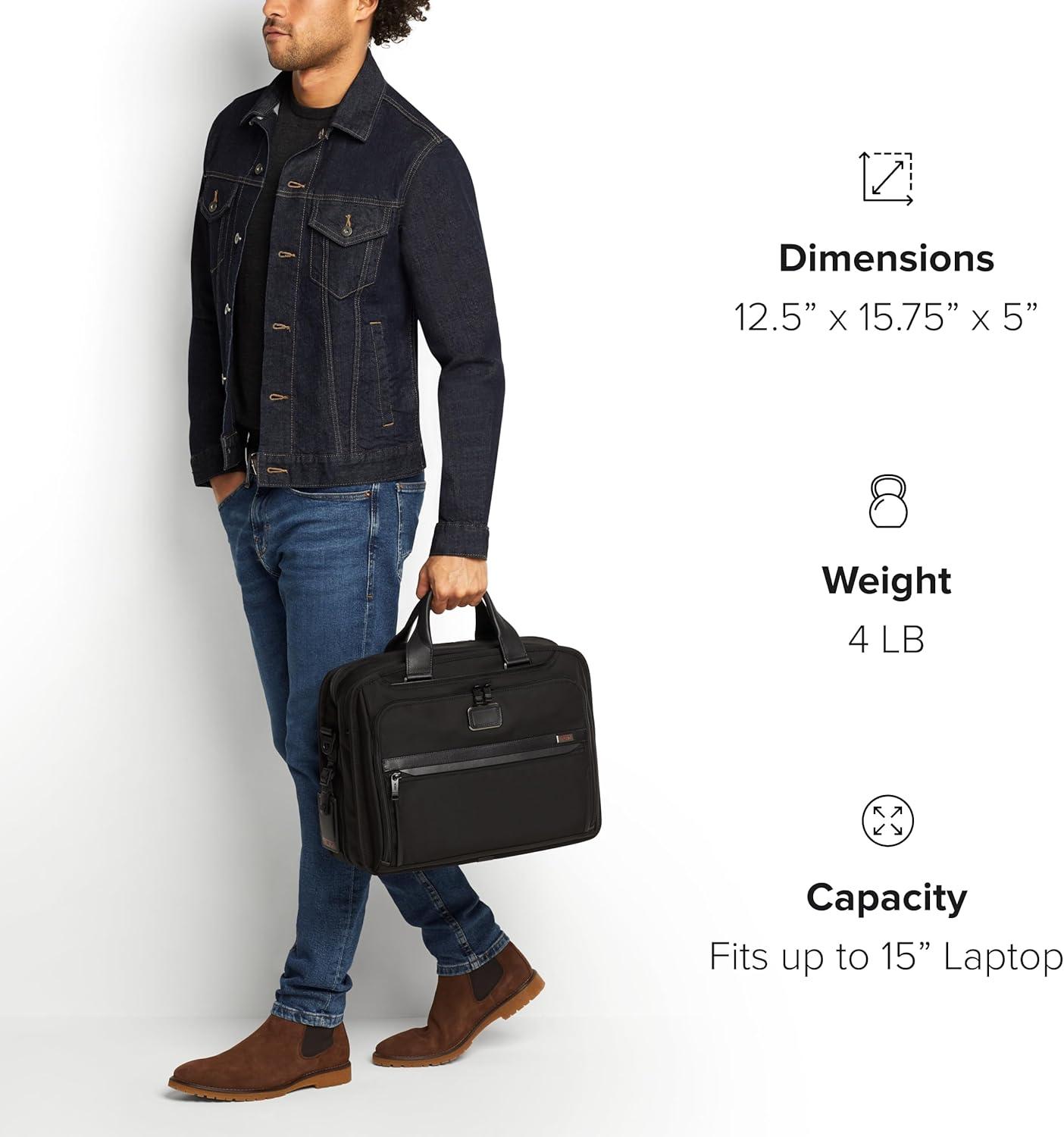 imageTUMI Alpha Organizer Brief Laptop Briefcase for Commute or Travel Fits Up to 15 Laptop Removable Shoulder Strap for Commute or Travel Fits Up to 15 Laptop Removable Shoulder StrapBlack