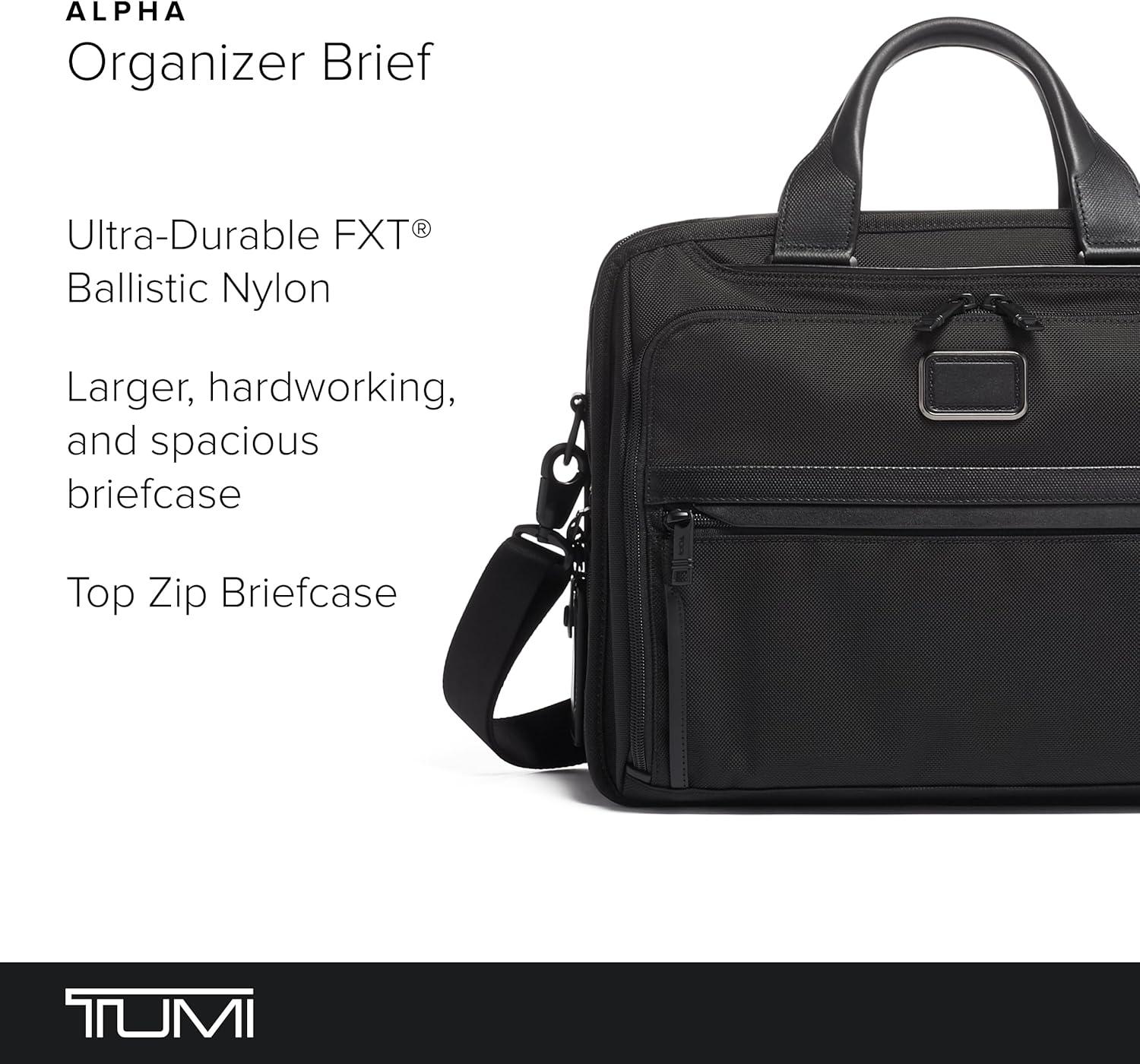imageTUMI Alpha Organizer Brief Laptop Briefcase for Commute or Travel Fits Up to 15 Laptop Removable Shoulder Strap for Commute or Travel Fits Up to 15 Laptop Removable Shoulder StrapBlack