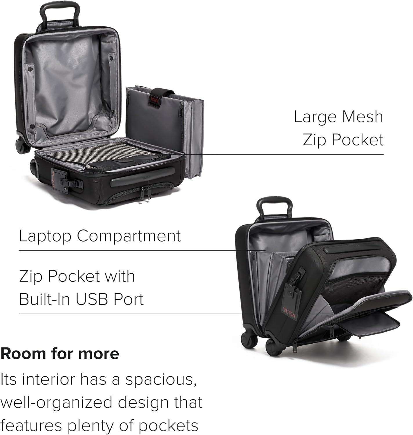 imageTUMI Alpha Small Compact 4 Wheeled Brief Mens Travel Underseat Carry On Bag Fits up to 13 Laptop 160 X 140 X 80 BlackBlack